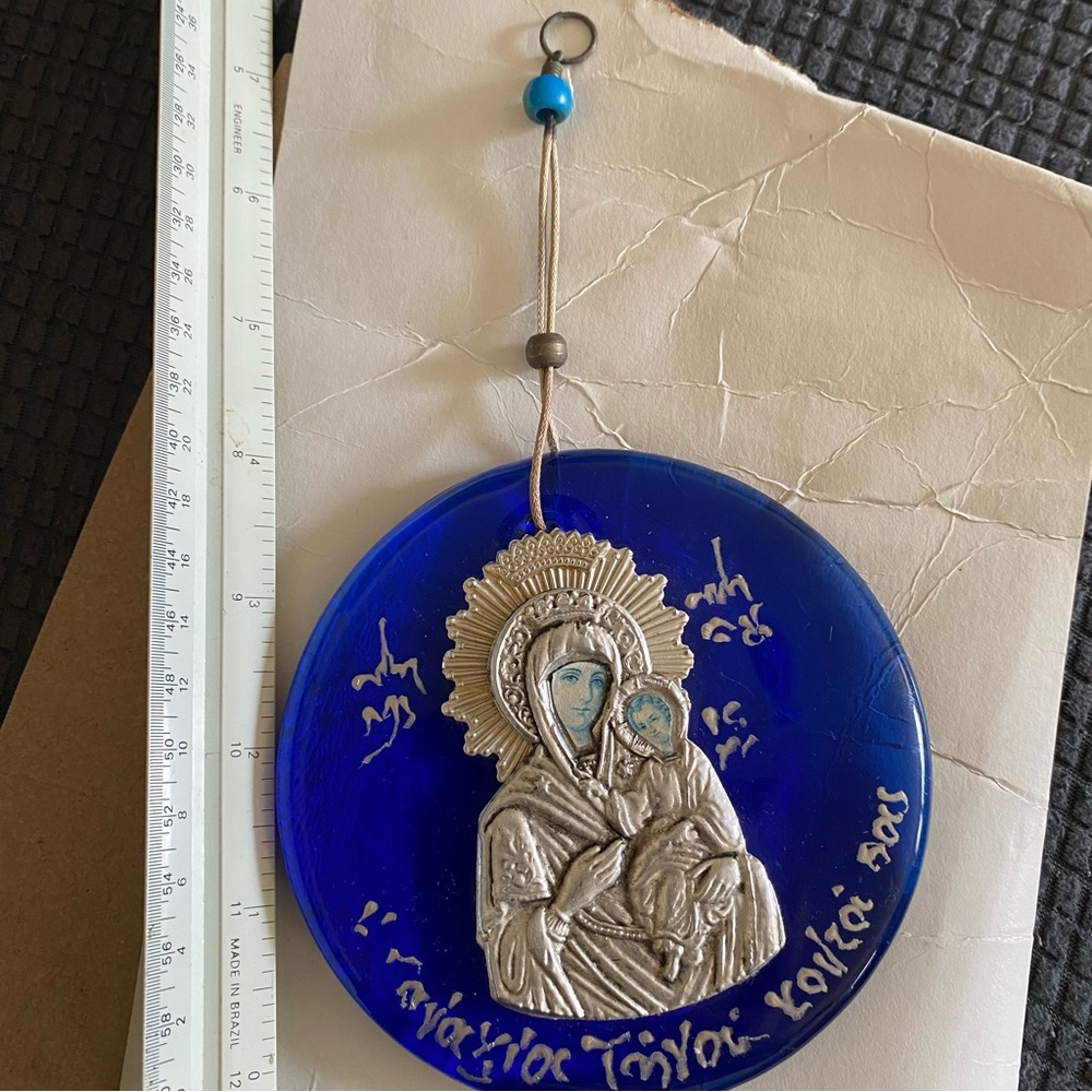 Blue and Silver Religious Wall Art